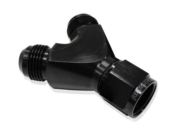 Aeroflow AF931-08-06BLK Y Piece -8 Swivel Nut 2x -6AN Black