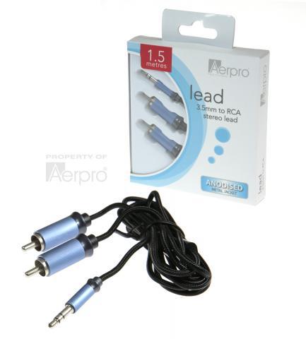 Aerpro 3.5mm to 2 RCA Stereo Lead Aluminium 1.5m ADM2R35A