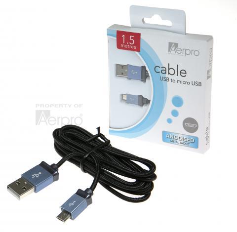Aerpro Male USB to Male Micro USB Cable Aluminium 1.5m ADM2USBA