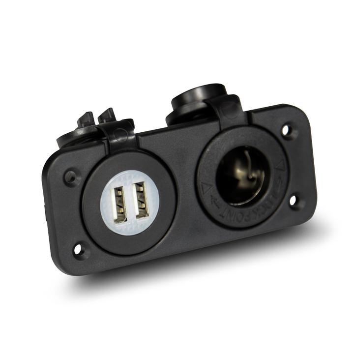 Aerpro Car Charger DC Dual USB & DC Power Socket Panel Mount APDCP26