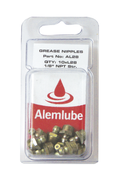 Alemlube 1/8in. NPT Straight Grease Nipples Pack of 10 AL28