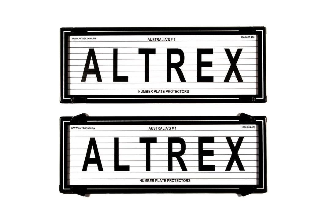 Altrex Number Plate Covers 6 Figure Black with Lines and Silver Border