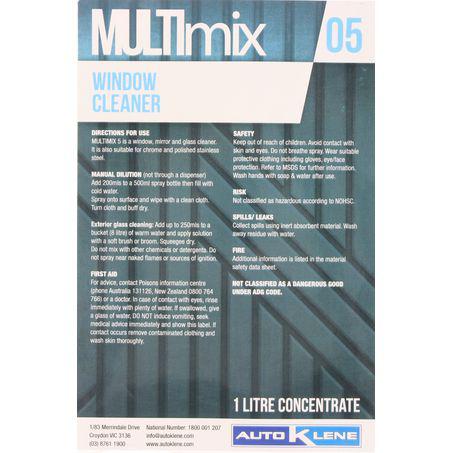 Auto Klene MultiMix 05 Concentrate Label 1L MM5LABELCONC