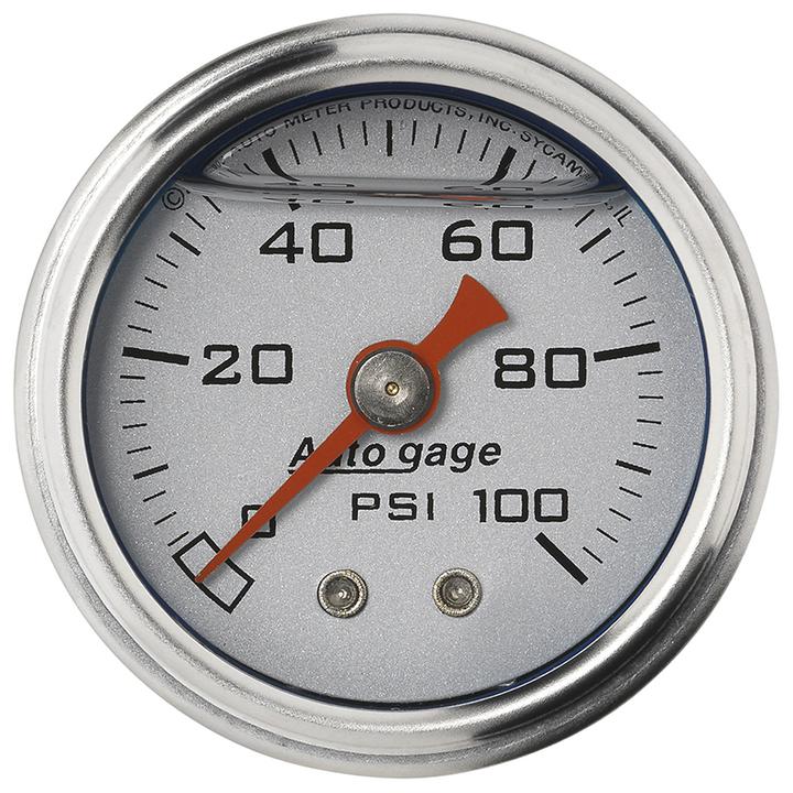 Autometer 1-1/2in Fuel Pressure Gauge Liquid Filled Silver AU2180