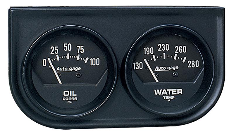 Autometer Auto Gauge 2in 2 Gauge Console Oil Water Black AU2345