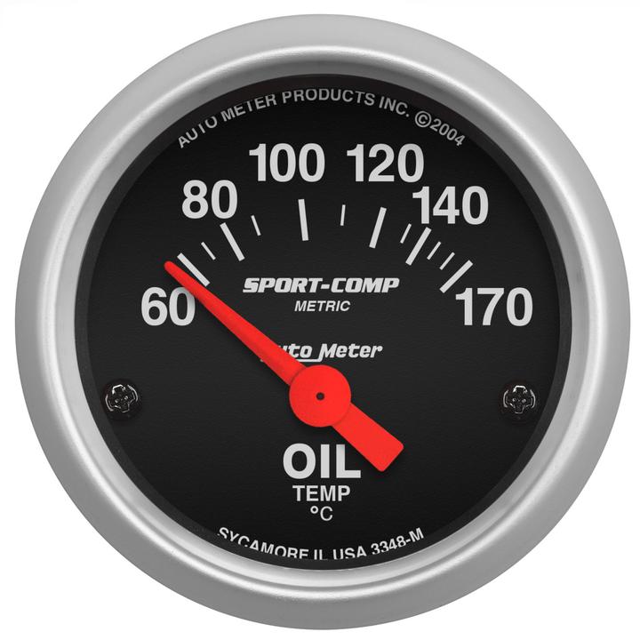 Autometer Sport-Comp 2-1/16in Oil Temp Gauge 60-150C Short Sweep Electric AU3348-M