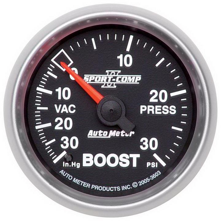 Autometer Sport-Comp II 2-1/16in Boost/Vacuum Gauge 30in/Hg 30PSI Mechanical AU3603