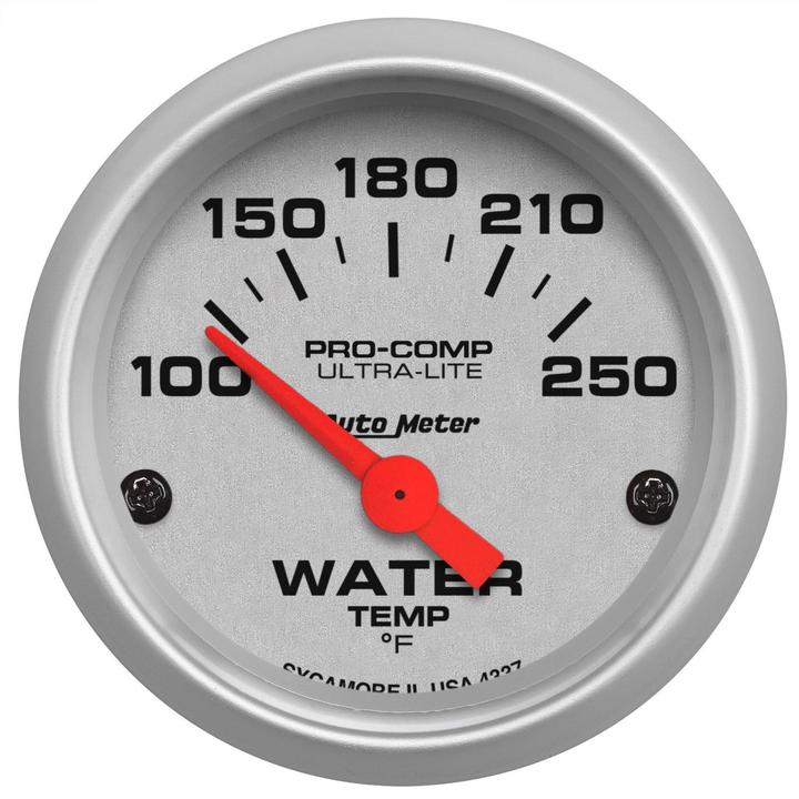 Autometer Ultra-Lite 2-1/16in Water Temp Gauge 100-250F Short Sweep Electric AU4337