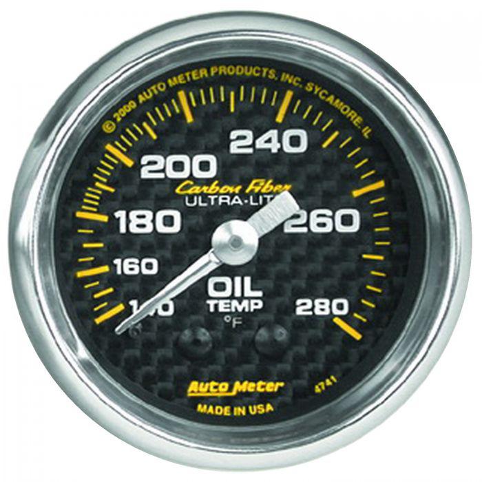 Autometer Carbon Fiber 2-1/16in Oil Temp Gauge 140-280F Mechanical AU4741