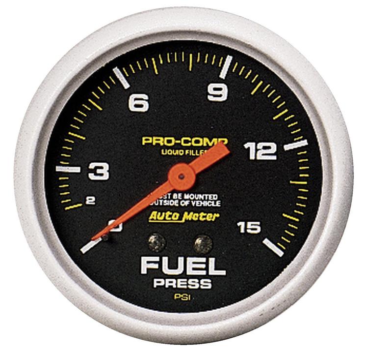 Autometer Pro-Comp 2-5/8in Fuel Pressure Gauge 0-15 PSI Liquid Filled Mechanical AU5411