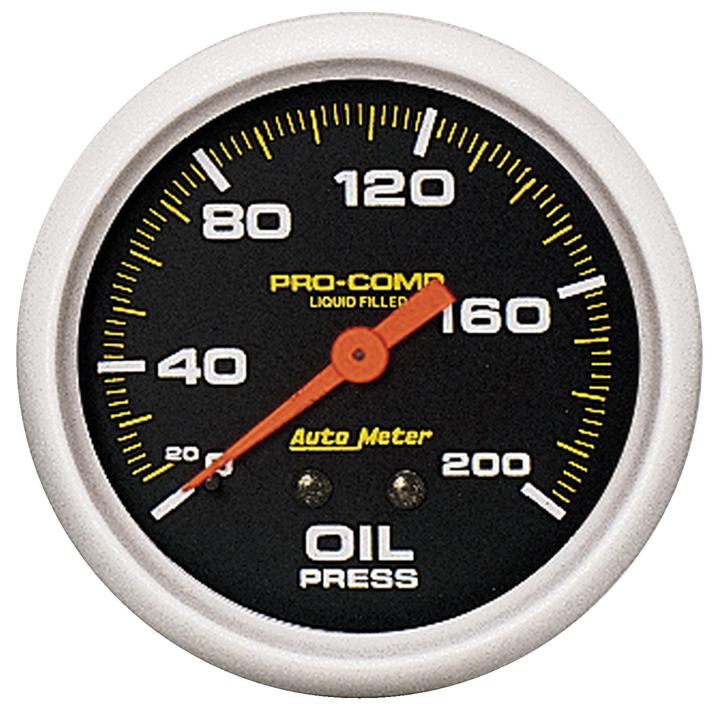 Autometer Pro-Comp 2-5/8in Oil Pressure Gauge 0-200 PSI Liquid Filled Mechanical AU5422