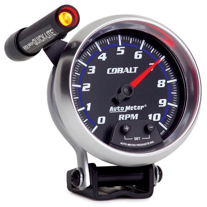 Autometer Cobalt 3-3/4in Tacho Gauge 10,000rpm Pedestal Mount w/Shift Light AU6290