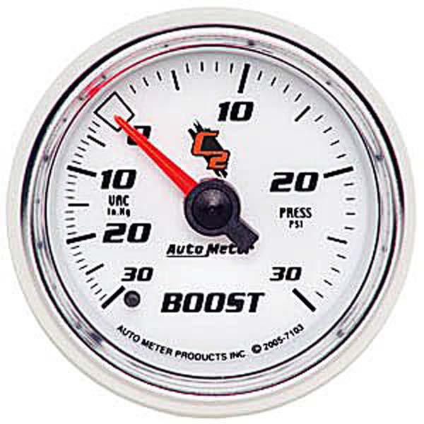 Autometer C2 Series 2-1/16in Boost Vacuum Gauge 30in/Hg 30PSI Mechanical AU7103