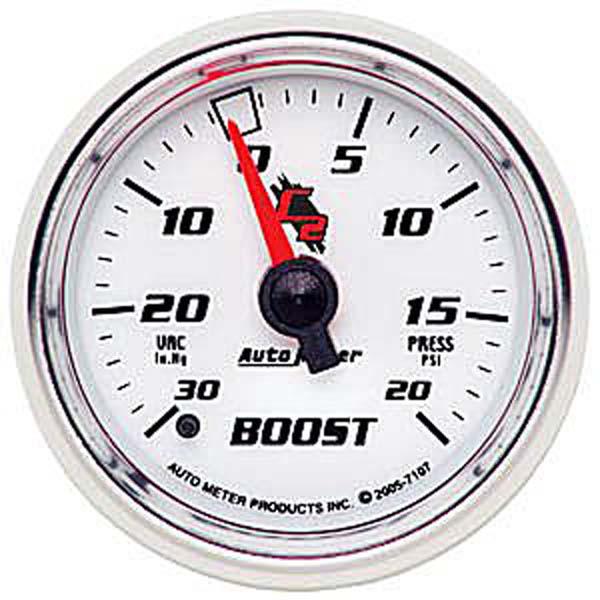 Autometer C2 Series 2-1/16in Boost Vacuum Gauge 30in/Hg 20PSI Mechanical AU7107
