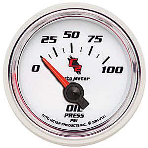 Autometer C2 Series 2-1/16in Oil Pressure Gauge 0-100PSI Short Sweep Electric AU7127