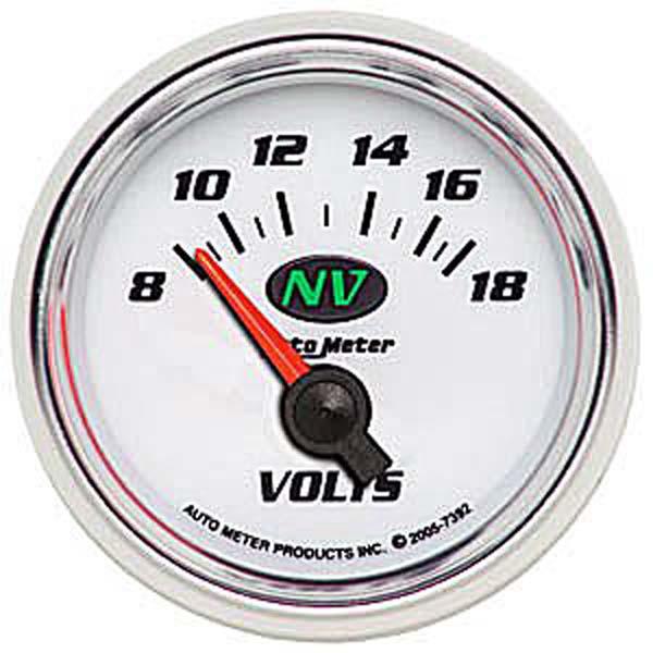 Autometer NV Series 2-1/16in Voltmeter 8-18V Short Sweep Electric AU7392
