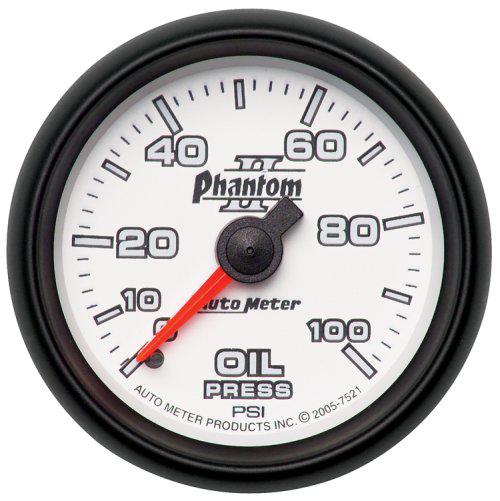 Autometer Phantom II 2-1/16in Oil Pressure Gauge 0-100PSI AU7521