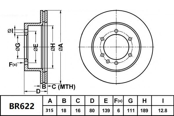 Bendix Ultimate Slotted & Dimpled Brake Rotor Single 315mm Rear BR622