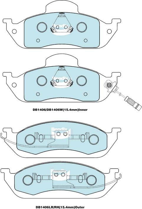 Bendix EURO Brake Pad Set Front DB1406 EURO+