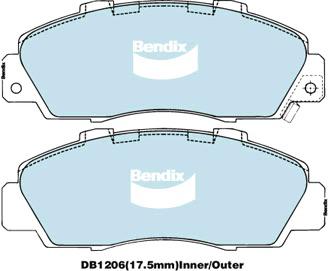 Bendix General CT Brake Pad Set Front DB1206 GCT