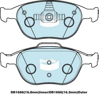 Bendix General CT Brake Pad Set Front DB1666 GCT