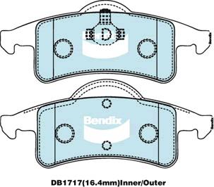Bendix 4x4 Brake Pad Set Rear DB1717 -4WD