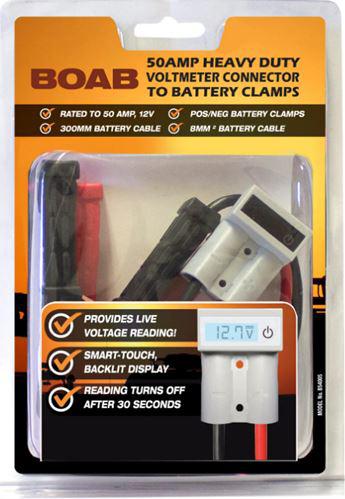 Boab HD Connector 50A To Pos/Neg Battery Clamps 300mm Cable B54005