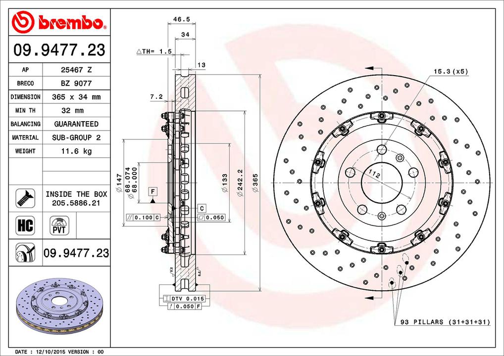 Brembo OE Brake Rotor Single 09.9477.23