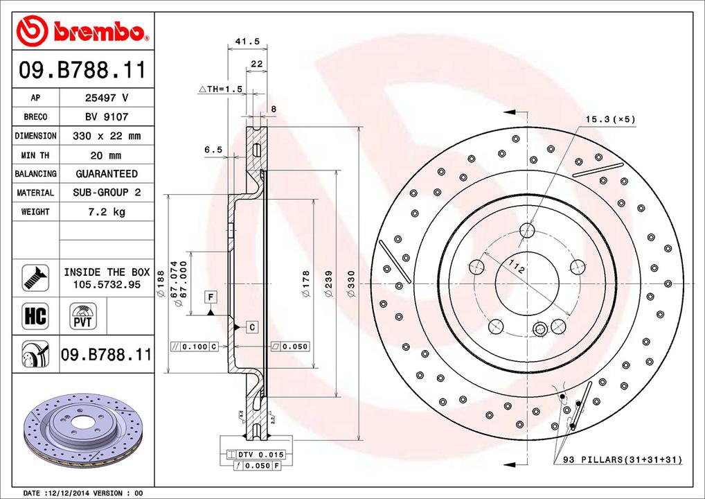 Brembo OE Brake Rotor Single Rear 09.B788.11