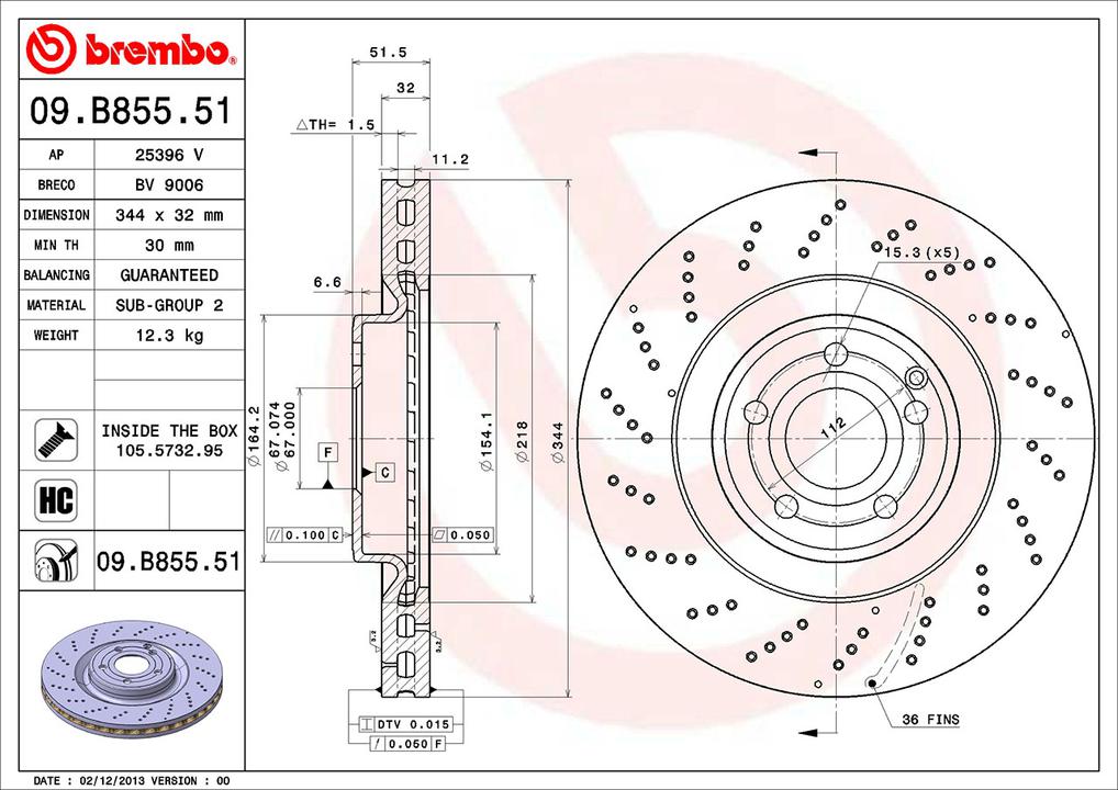 Brembo OE Brake Rotor Single Front 09.B855.51