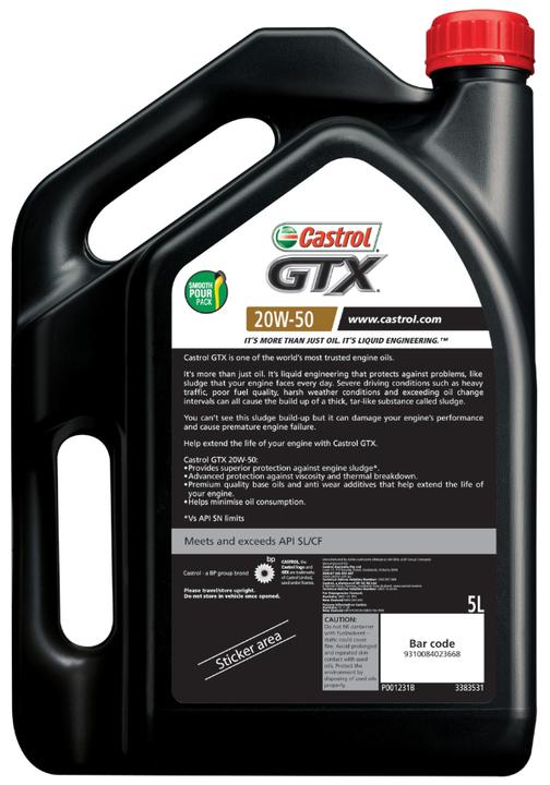 Castrol GTX Premium Mineral Engine Oil 20W-50 5L 3413901