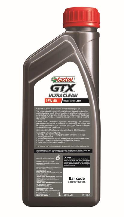 Castrol GTX Ultra Clean Semi Synthetic Engine Oil 15W-40 1L 3414908