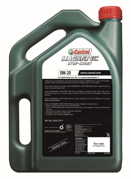 Castrol MAGNATEC 0W-20 Stop-Start Full Synthetic Engine Oil 5L 3414099