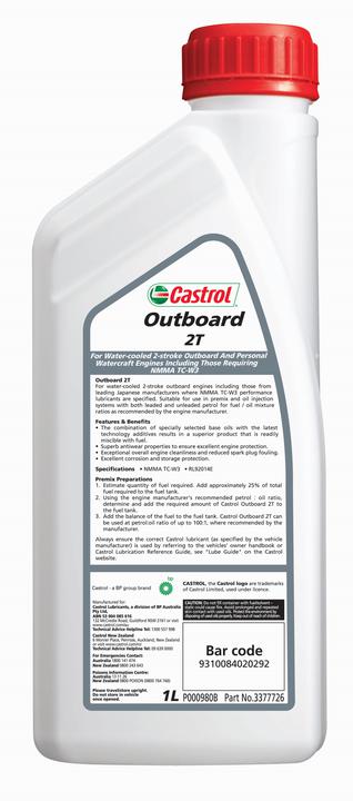 Castrol Outboard Premium Mineral Engine Oil 2T 1L 3377726