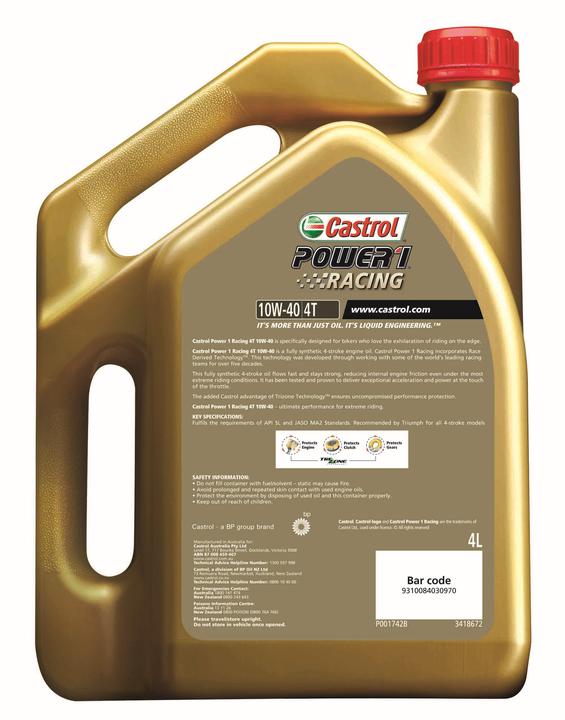 Castrol POWER1 Racing Full Synthetic Engine Oil 4T 10W-40 4L