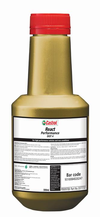 Castrol React Performance Brake Fluid DOT 4 500ml 3377737