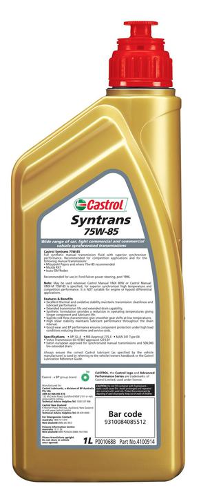Castrol Syntrans Manual Transmission Fluid 75W-85 1L 4100914