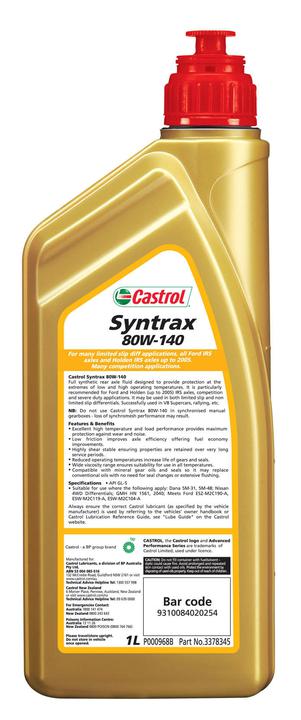 Castrol Syntrax Limited Slip Differential Oil 80W-140 1L 3378345
