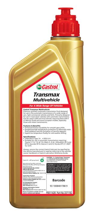 Castrol Transmax Automatic Transmission Fluid Multivehicle 1L 3371182
