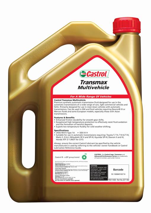 Castrol Automatic Transmission Fluid Transmax Multivehicle 4L 3371183