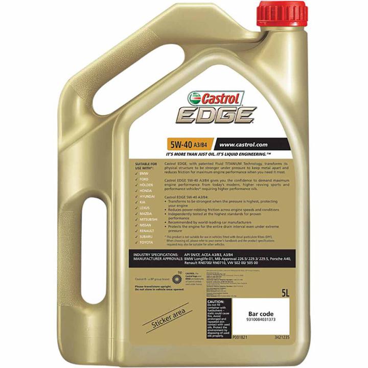 Castrol EDGE 5W-40 Engine Oil A3/B4 5L 3421235