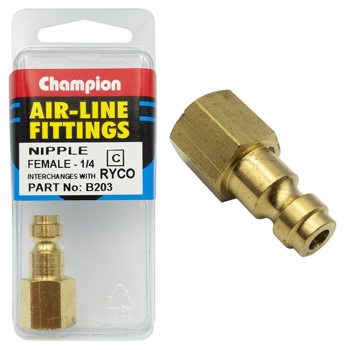 Champion Brass Nipple Female 1/4"" B203