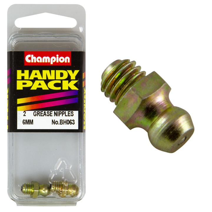 Champion Grease Nipple Straight M6 x 1mm 2Pk BH063