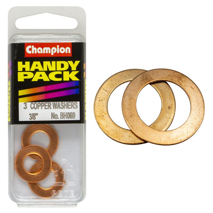 Champion Flat Copper Washer 3/8"" x 3/4"" x 20G 3Pk BH069