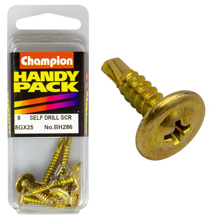 Champion Mushroom Head Self Drilling Screw Phillips 4.2-18 x 25mm 8Pk BH286