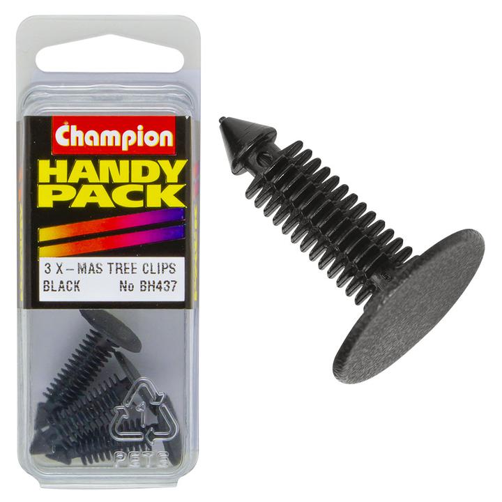 Champion Xmas Tree Clip Black 27mm Lens 6.8mm Stem 16mm Head 3Pk BH437