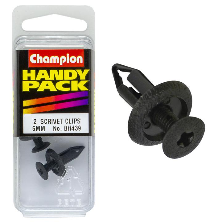 Champion Scrivet Clip Black 18mm Lens 6mm Hole 15mm Head 2Pk BH439