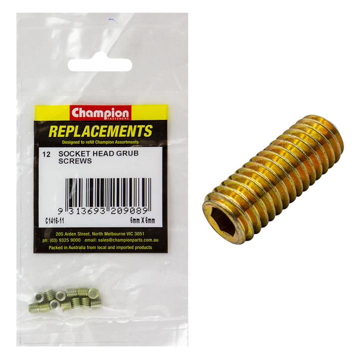 Champion Grub Screw Socket Head M6 x 6mm 12Pk C1416-11