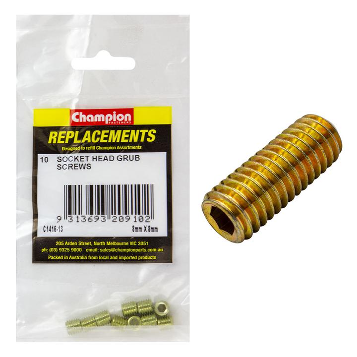 Champion Grub Screw Socket Head M8 x 8mm 10Pk C1416-13