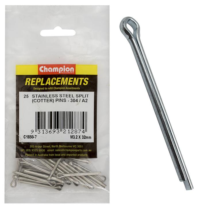Champion Split Pin 3.2 x 32mm-304/A2 25Pk C1850-7